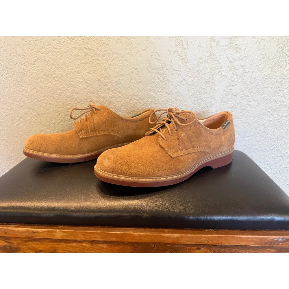 GH Bass and Co Mens Tan Suede Buck Derby Shoes Lace Up Classic Round Toe